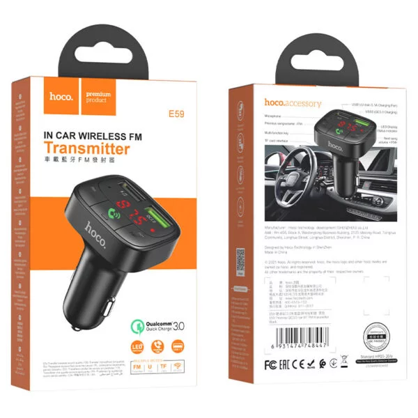 Car charger “E59 Promise” QC3.0 BT FM transmitter - Image 4