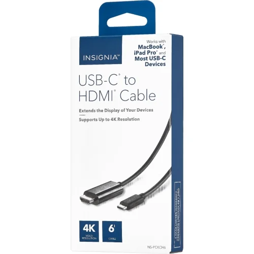 Insignia 6ft USB-C to HDMI Cable (Black) – Image 2