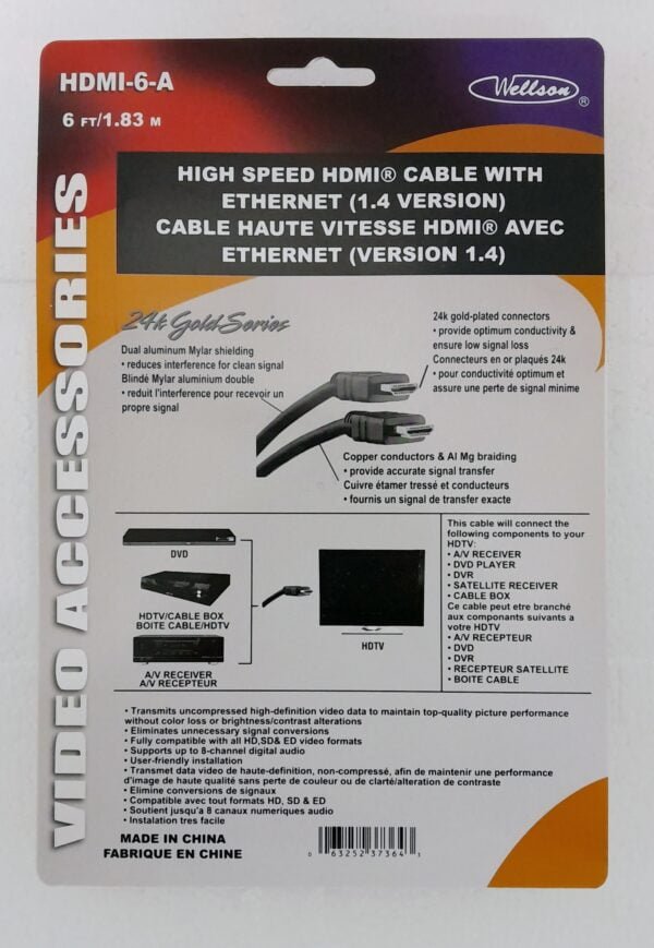 Wellson High-Speed HDMI Cable 6 FT - Image 2