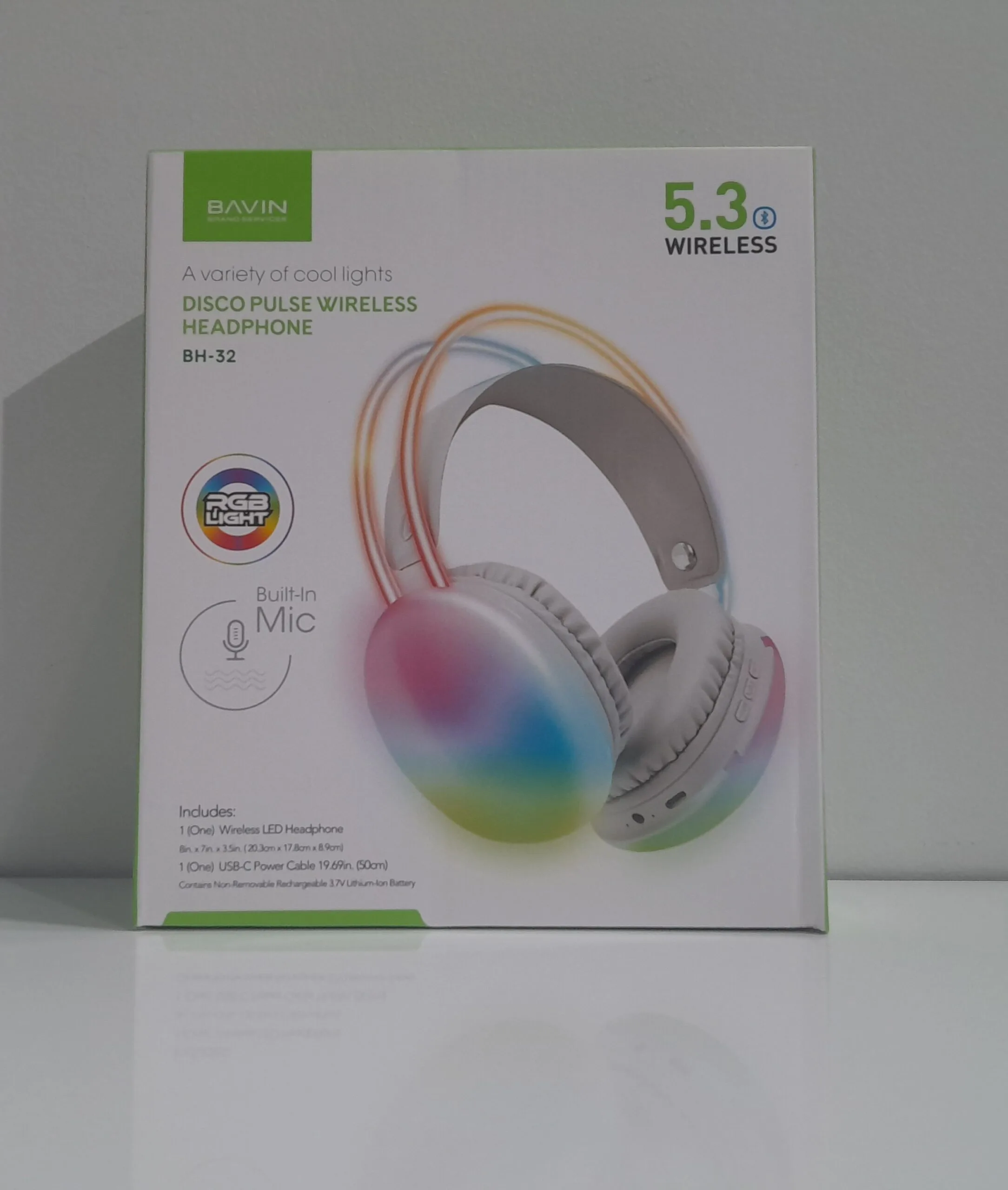 Bavin Disco Pulse Wireless Headphone with Built-in Mic and RGB Light, Bluetooth 5.3, BH-32 - Image 6