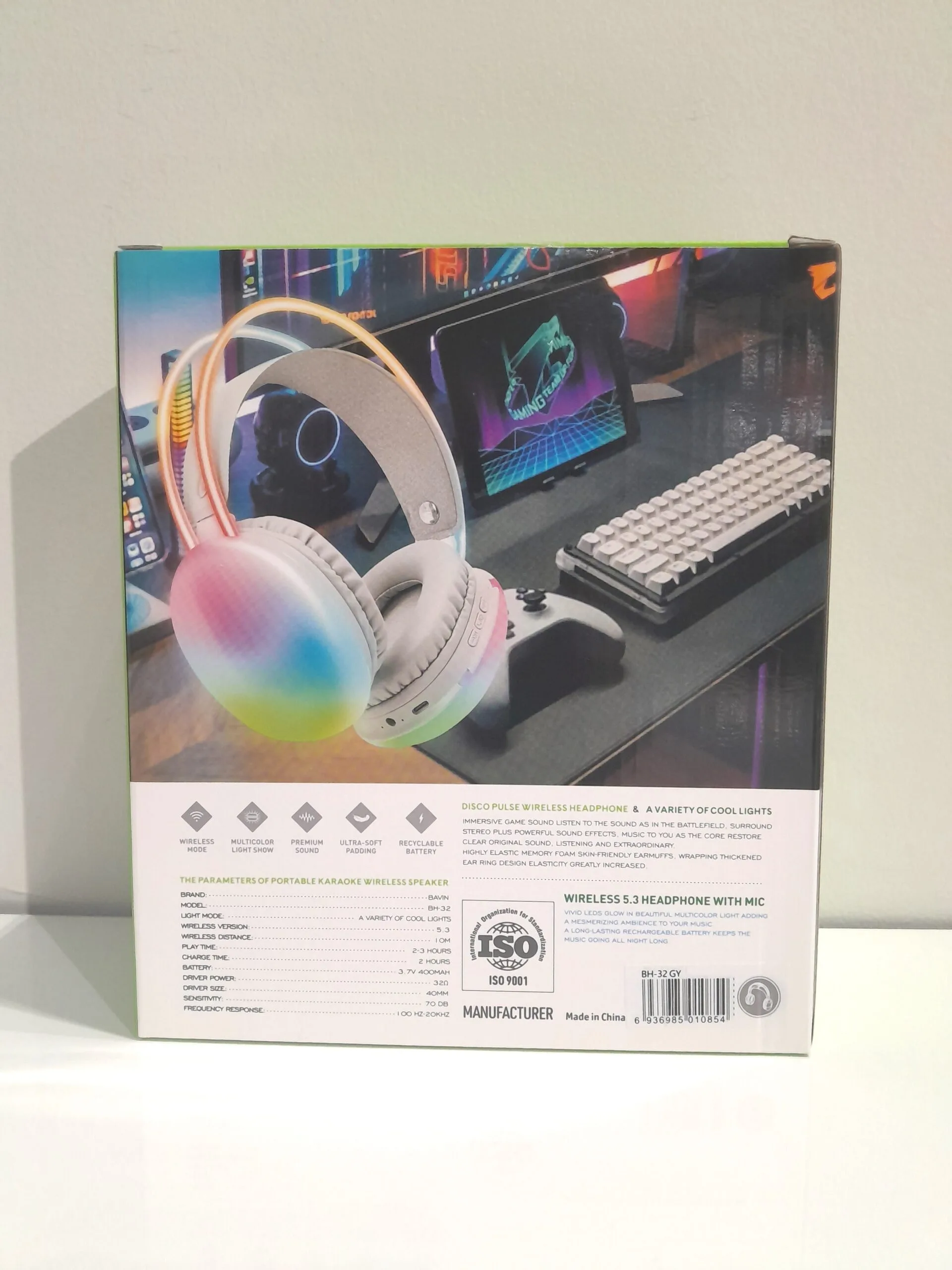 Bavin Disco Pulse Wireless Headphone with Built-in Mic and RGB Light, Bluetooth 5.3, BH-32 - Image 7