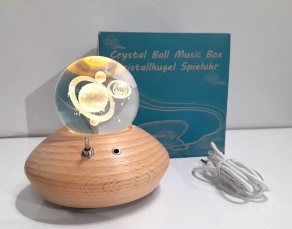 Crystal Ball Music Box - 3D Planetary Light Lamp - Night Light Lamp – Image 2