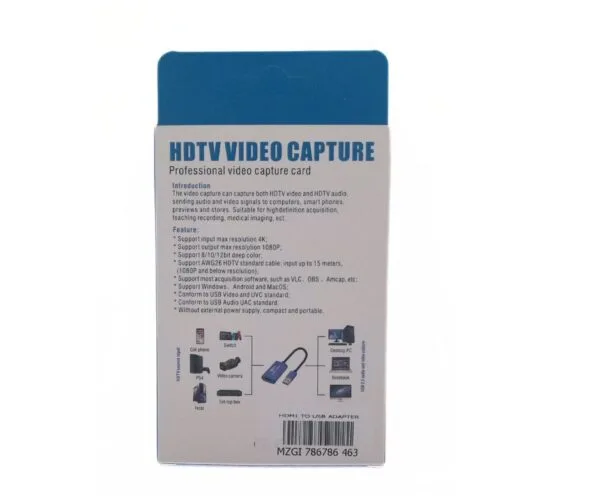 HDMI To USB Adapter 4K - HDTV Video Capture - Blue Color - Image 3