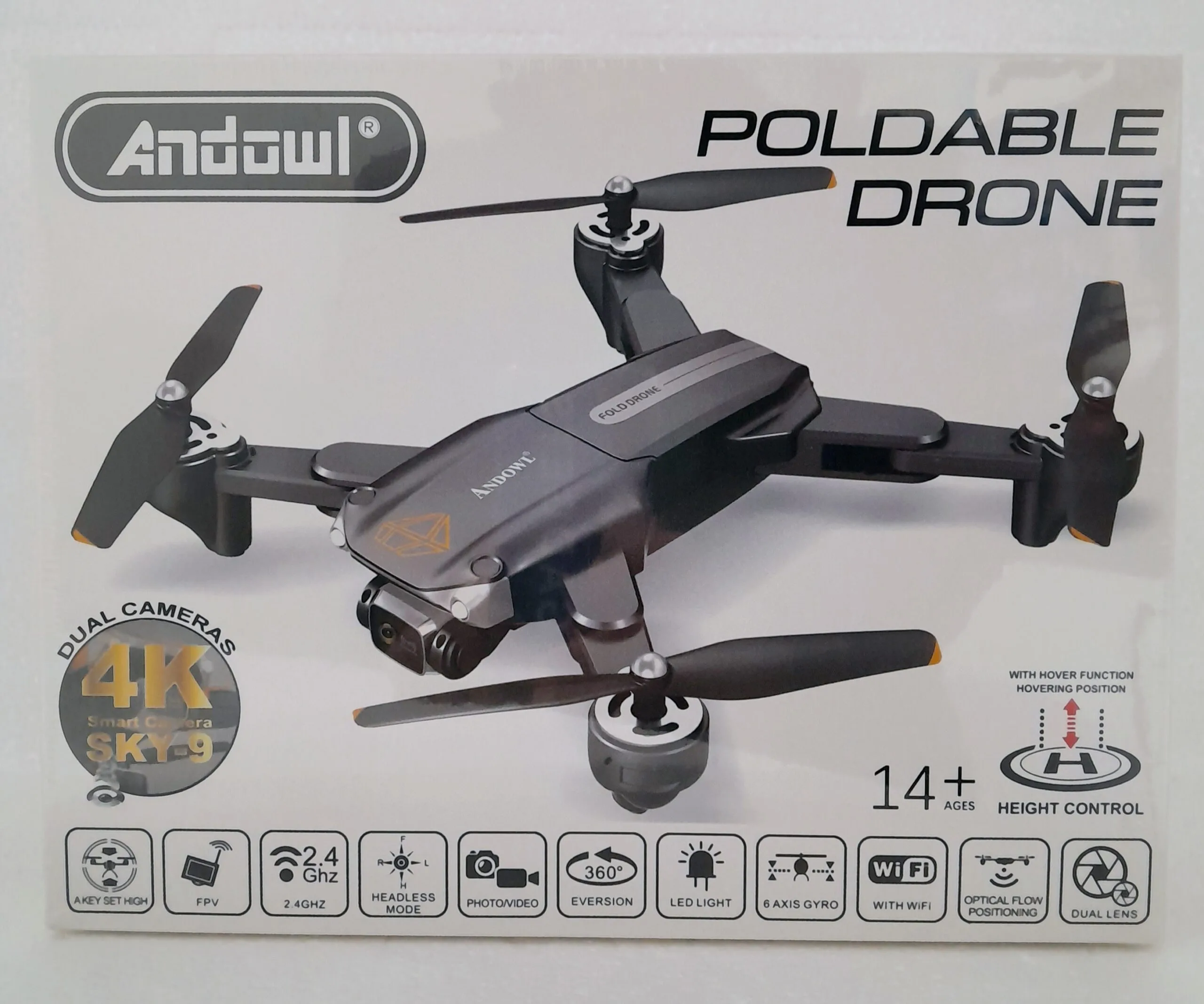Andowl SKY-9 Foldable FPV Drone with Dual Lens – 2.4GHz WiFi RC Quadcopter, 360° Flips, Optical Flow Positioning, Altitude Hold & One-Key Stunts for Beginners (Black) - Image 4