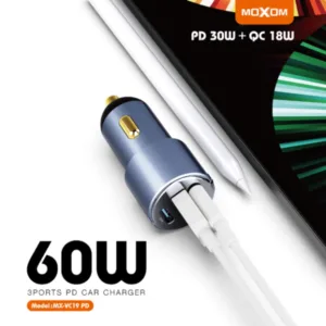Alternative view of Moxom 60W PD Type-c to Lightning Dual Car Charger MX-VC19 - BlacK