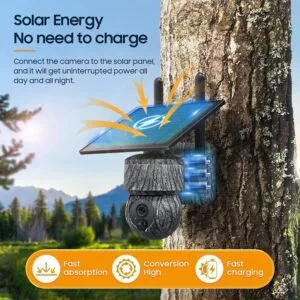 Alternative view of Andowl QSX615 Solar-Powered 4K Smart Camera – AI Face Recognition, Dual-Way Audio, WiFi Connectivity, Cloud & TF Storage, Panoramic View with Night Vision (Weatherproof Security Camera)
