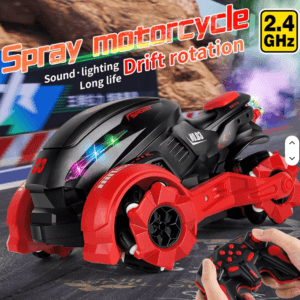 2.4GHz RC Stunt Motorcycle for Kids – 360° Spinning Drift Bike with Remote Control, Music, Spray Effect & Rechargeable Battery – Perfect Gift for Boys & Girls - Image 3