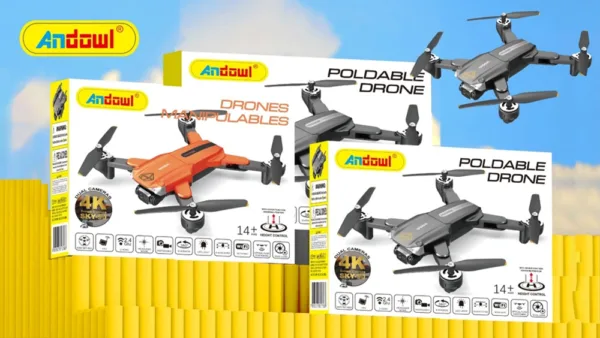 Andowl SKY-9 Foldable FPV Drone with Dual Lens – 2.4GHz WiFi RC Quadcopter, 360° Flips, Optical Flow Positioning, Altitude Hold & One-Key Stunts for Beginners (Black)
