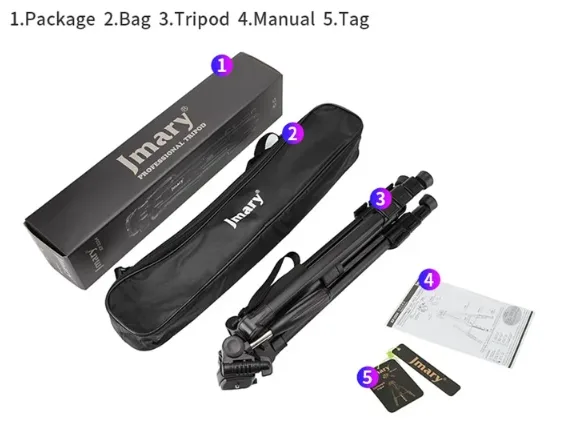 JMARY KP2254: Outdoor Photography Fill Light Tripod Stand for Cell Phones and SLR Cameras - 360 Rotation - Colors Black, Blue & Red - Image 2