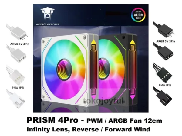 Jungle Leopard Prism4 PRO 12CM Casing Fan: Black/White, 5V ARGB, 3Pin PWM – Image 2