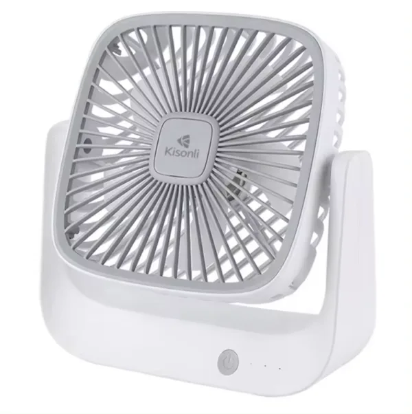 Kisonli F102: Large Desktop Fan - No Assembly, 270° Rotation, Rechargeable, 3rd Gear Automatic Adjustment- Color options White & Green