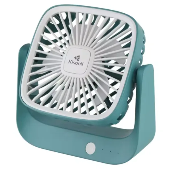 Kisonli F102: Large Desktop Fan - No Assembly, 270° Rotation, Rechargeable, 3rd Gear Automatic Adjustment- Color options White & Green – Image 2
