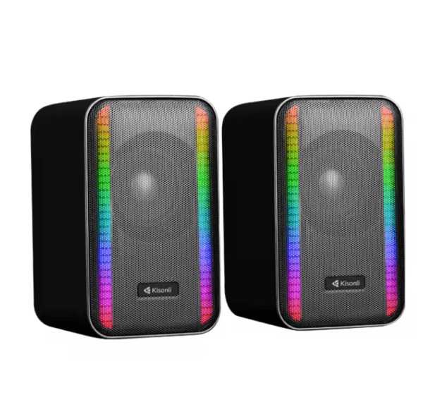 Kisonli X22: Gaming PC RGB Speakers with Outdoor Sound Lamp Bluetooth Speaker- Colors Black & White