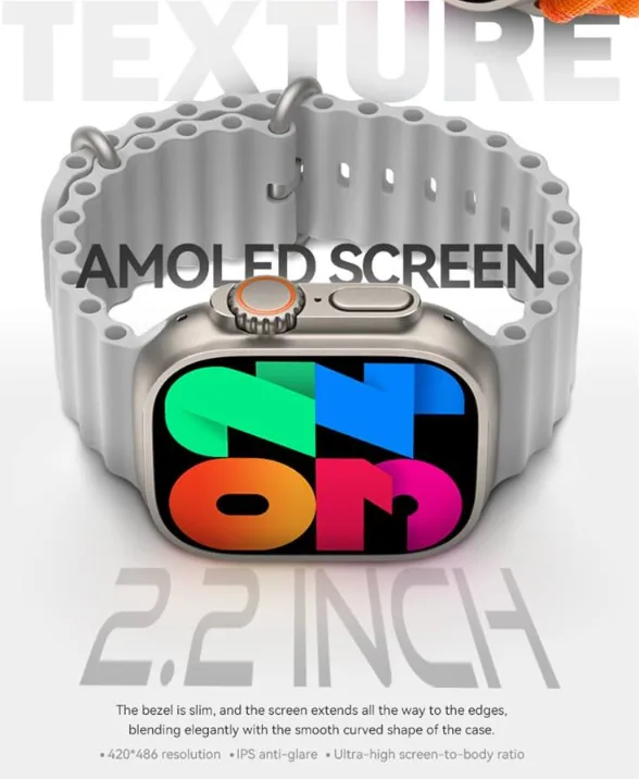 HW9 Ultra Max AMOLED Smart Watch NFC Access Control Compass Pattern Health Measurement – Image 3