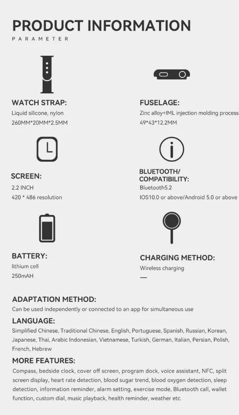 HW9 Ultra Max AMOLED Smart Watch NFC Access Control Compass Pattern Health Measurement – Image 9