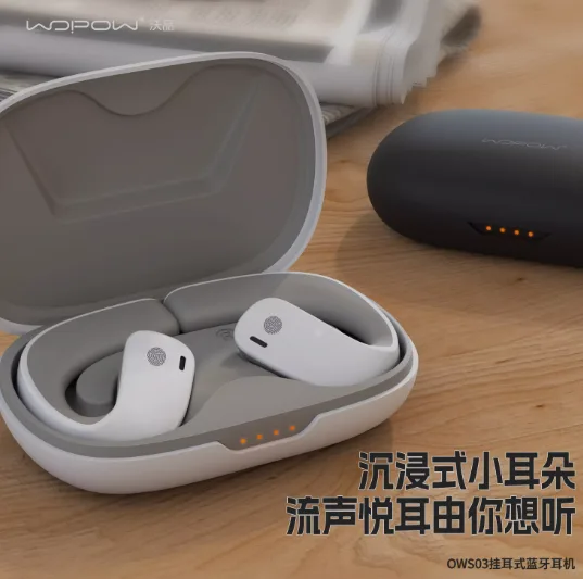 Wopow OWS03 Bluetooth 5.3 Wireless Earbuds – Open-Ear Stereo, Top Selling Comfort Fit, 30H Playtime, HD Mic for Calls/Sport/Gaming - (Black & White) - Image 3