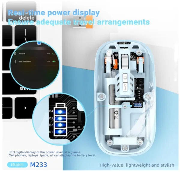 M233 Transparent Magnetic Mouse for PC Games Mode 2.4G BT Compatible Wireless Rechargeable – Image 3
