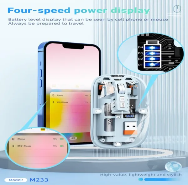 M233 Transparent Magnetic Mouse for PC Games Mode 2.4G BT Compatible Wireless Rechargeable – Image 6