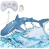 RC Shark Toy – 2.4GHz Realistic Swimming Shark with Spray & LED Lights, Pool & Bath Toy – Rechargeable Battery – Fun Gift for Kids 6+ (Boys & Girls)