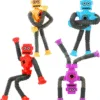 Stretchy Suction Cup Robot Toys – 4 Pack Pop Tube Sensory Toys for Kids, Stress Relief Fidget Toys for Boys & Girls (Random Colors)