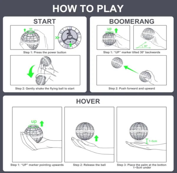 Anti-Gravity Hover Orb Ball - Hand-Controlled Flying Drone Toy with LED Lights for Kids & Adults (Indoor/Outdoor) – Image 7