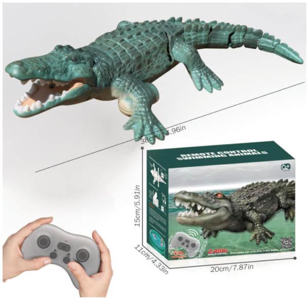 RC Alligator Toy – Realistic Swimming & Moving Reptile, 2.4GHz Waterproof, 98ft Range, USB Rechargeable – Perfect Pool Gift for Kids (Dark Green) - Image 4