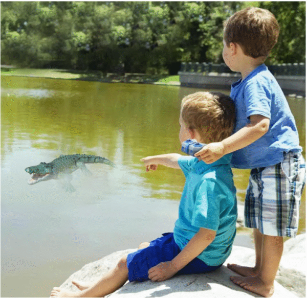 RC Alligator Toy – Realistic Swimming & Moving Reptile, 2.4GHz Waterproof, 98ft Range, USB Rechargeable – Perfect Pool Gift for Kids (Dark Green) - Image 3