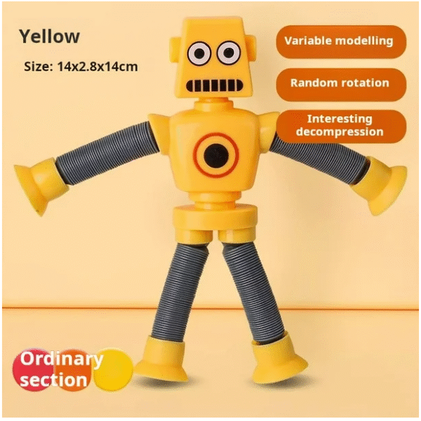 Stretchy Suction Cup Robot Toys – 5 Pack Pop Tube Sensory Toys for Kids, Stress Relief Fidget Toys for Boys & Girls (Random Colors) - Image 7