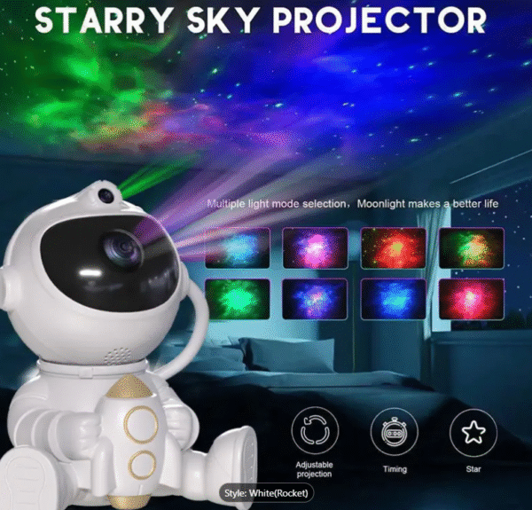 Astronaut Nebula Lamp - Star Projector with Remote Control, Adjustable Angle LED Night Light for Kids & Adults (USB Powered) - Image 3