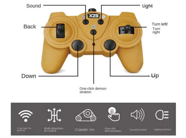 1:24 Scale 2.4GHz RC Tractor Toy - 9 Channel Alloy Bulldozer with Full Functions - Image 4