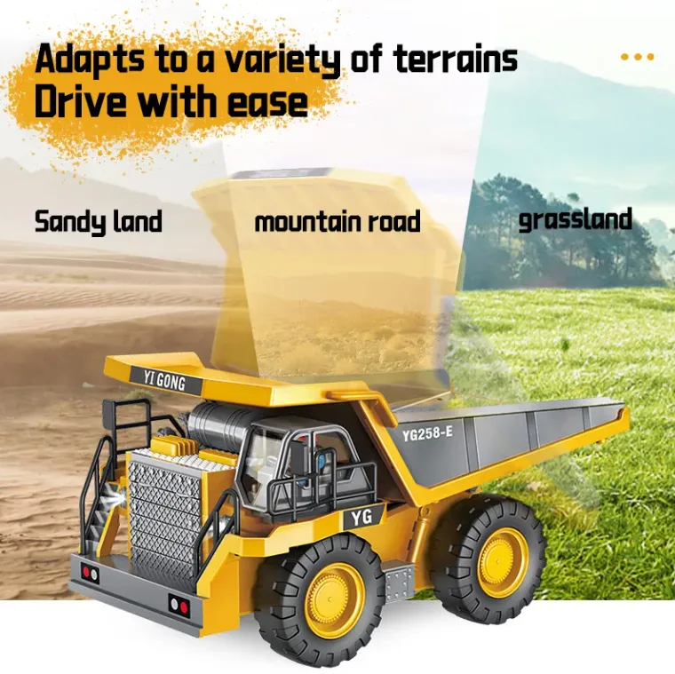Heavy Duty RC Dump Truck Toy – 1/24 Scale Die-Cast Metal 2.4GHz 9CH Engineering Vehicle for Kids – Image 4