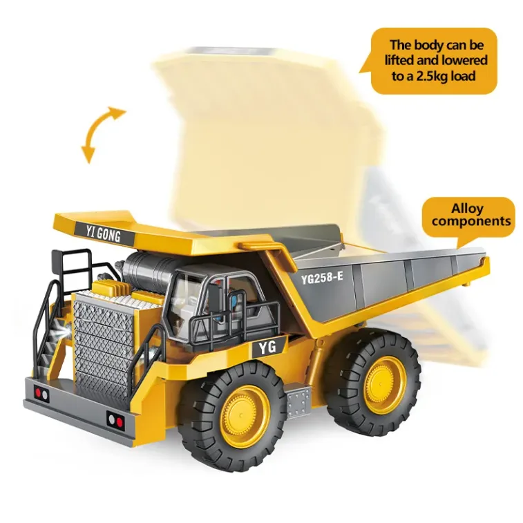 Heavy Duty RC Dump Truck Toy – 1/24 Scale Die-Cast Metal 2.4GHz 9CH Engineering Vehicle for Kids – Image 3