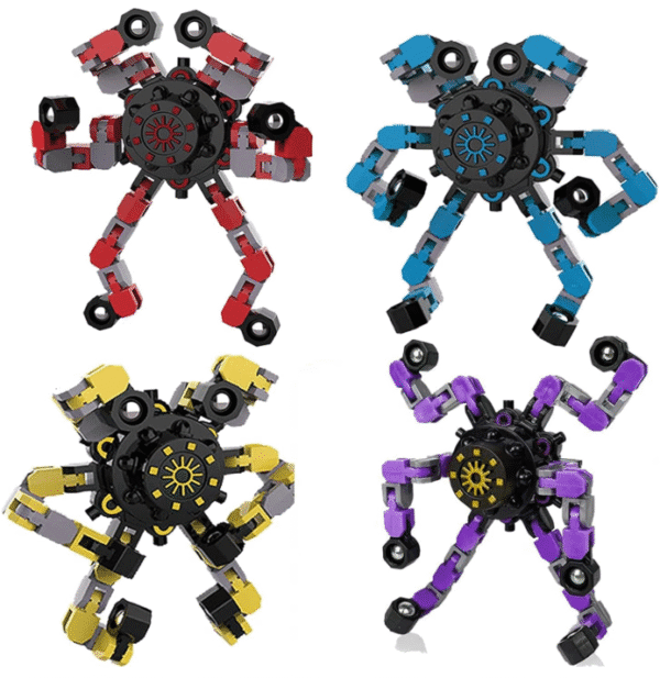 4 PCS Transformable Fidget Spinners for Kids & Adults – Stress Relief Sensory Toys, ADHD & Autism Friendly, Cool Fingertip Gyros for Boys and Girls – Fun & Calming Anxiety Relief Gifts