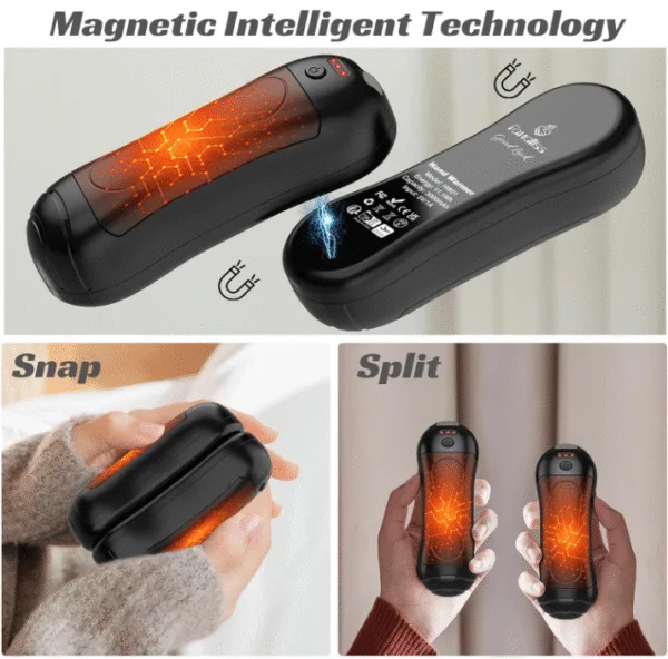 thumbnail image 2 of 2 Pack 6000mAh Rechargeable Hand Warmers – Portable USB Pocket Heater With 3 Heat Levels For Winter Sports, Camping & Gifts 2 of 6