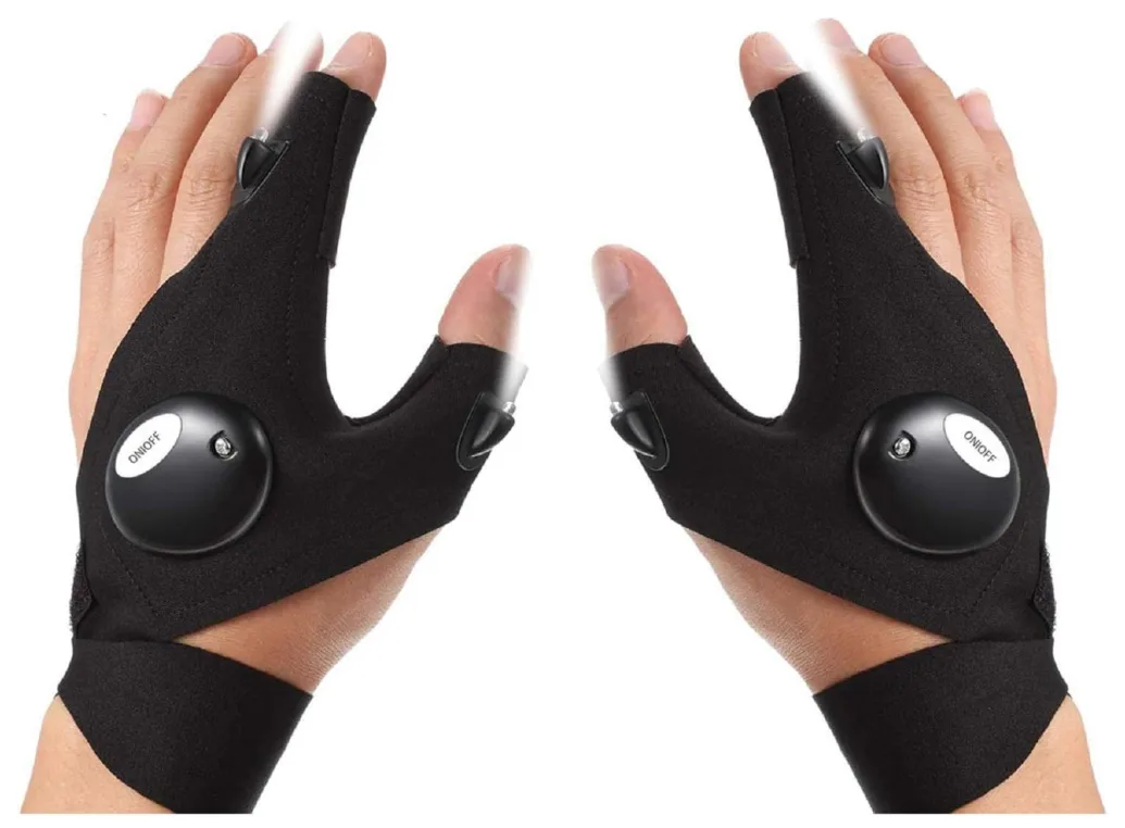 Never Work in the Dark Again! LED Flashlight Gloves - Hands Free Light for Fishing, Camping, Hiking & Car Repairs - Perfect Gift for Outdoorsmen (1 Pair)