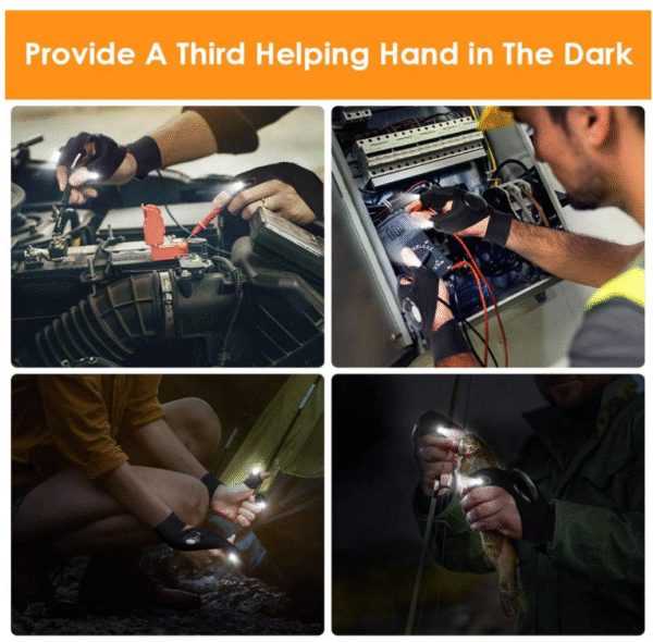 Never Work in the Dark Again! LED Flashlight Gloves - Hands Free Light for Fishing, Camping, Hiking & Car Repairs - Perfect Gift for Outdoorsmen (1 Pair) - Image 4