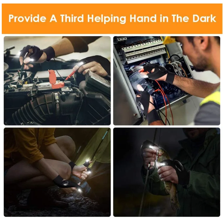 Never Work in the Dark Again! LED Flashlight Gloves - Hands Free Light for Fishing, Camping, Hiking & Car Repairs - Perfect Gift for Outdoorsmen (1 Pair) – Image 4