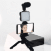 Professional Video Light Kit with Selfie Stick - Portable LED Lighting for Podcasting, Vlogging & Content Creation - Universal Mounting for Smartphones & Cameras