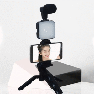 Professional Video Light Kit with Selfie Stick - Portable LED Lighting for Podcasting, Vlogging & Content Creation - Universal Mounting for Smartphones & Cameras