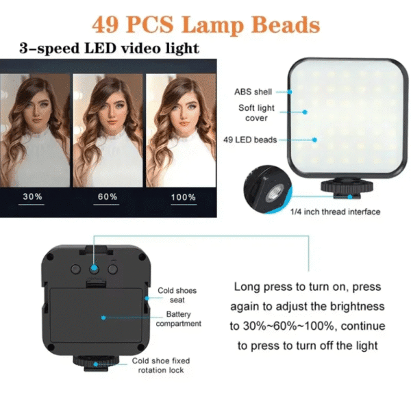 Professional Video Light Kit with Selfie Stick - Portable LED Lighting for Podcasting, Vlogging & Content Creation - Universal Mounting for Smartphones & Cameras – Image 3