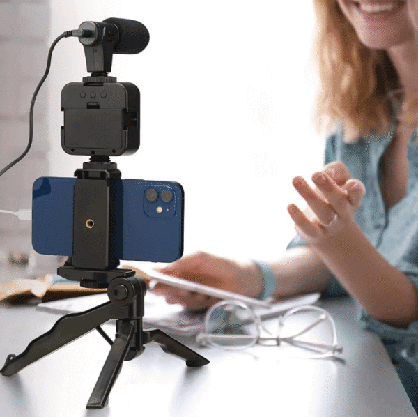 Professional Video Light Kit with Selfie Stick - Portable LED Lighting for Podcasting, Vlogging & Content Creation - Universal Mounting for Smartphones & Cameras – Image 2