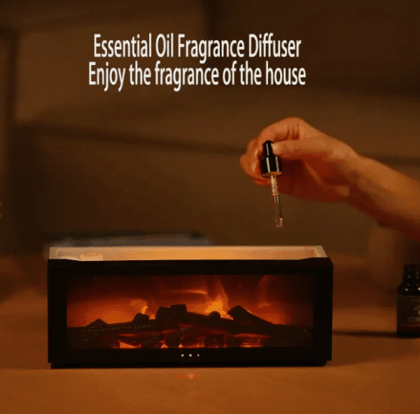 Flame Essential Oil Diffuser – Realistic Flickering LED Aromatherapy Diffuser with Ultrasonic Mist, 7-Color Lights, Auto Shut-Off – Relaxing Ambiance for Home, Yoga, Spa & Office - Black – Image 2