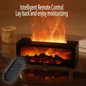 Flame Essential Oil Diffuser – Realistic Flickering LED Aromatherapy Diffuser with Ultrasonic Mist, 7-Color Lights, Auto Shut-Off – Relaxing Ambiance for Home, Yoga, Spa & Office - Black