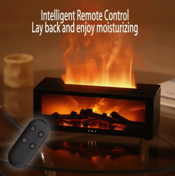 Flame Essential Oil Diffuser – Realistic Flickering LED Aromatherapy Diffuser with Ultrasonic Mist, 7-Color Lights, Auto Shut-Off – Relaxing Ambiance for Home, Yoga, Spa & Office - Black