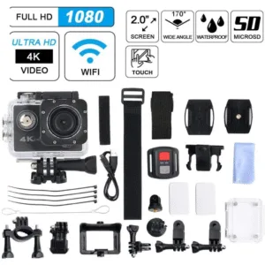 GoPlus Cam Pro 4K Sports Action Camera - Ultra HD 30M Water Resistant, 170° Wide Angle, Wi-Fi, 2" LCD Screen (1080P/720P/4K) - Adventure Cam for Diving, Skiing, Cycling & Vlogging