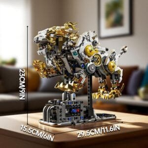 Alternative view of Cyber Lion Mechanical Building Block Set – Futuristic Beast Model Kit with Movable Joints & Display Stand for Teens and Adults
