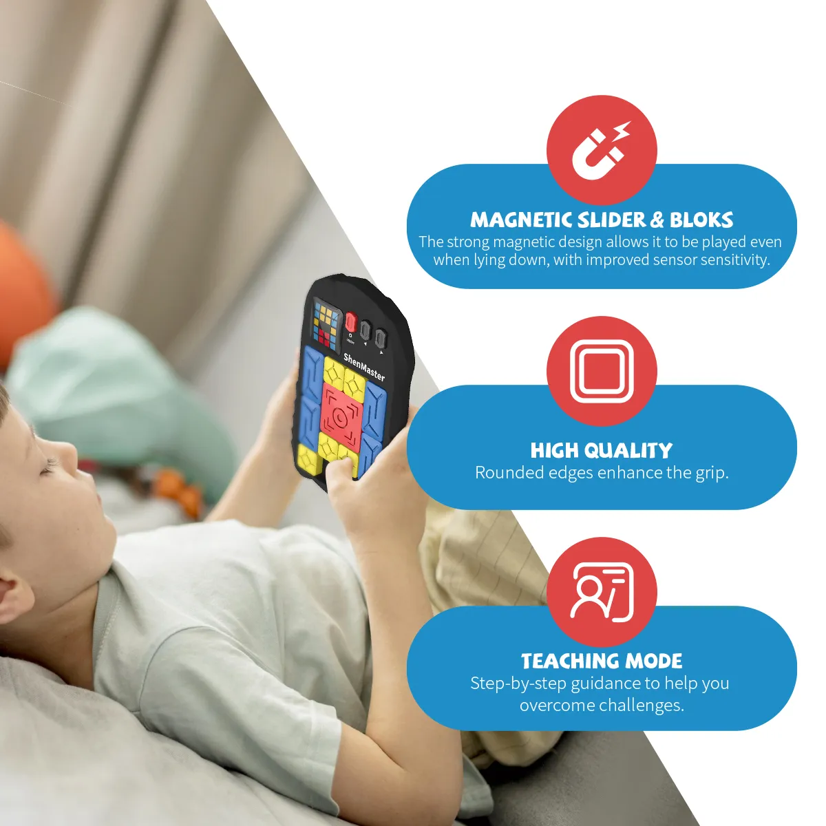 Smart Electronic Sliding Block Puzzle Game with 500 Challenges – Rechargeable Brain Teaser for Kids, Teens & Adults – Image 3