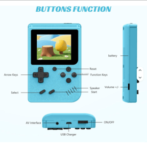 Retro Handheld Game Console with 500+ Built-in Classic Games, 3.0" LCD Portable Video Game Player, Rechargeable Battery, AV Output, Gift for Kids & Adults - Pink, Green, Grey, Blue, Yellow - Image 5