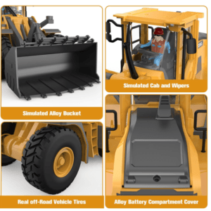 2.4GHz 9-Channel RC Wheel Loader 1:20 Scale | Construction Vehicle with Lights & Sound for Kids - Image 3