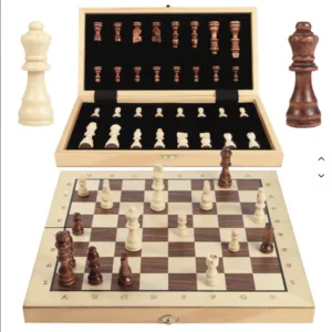 Magnetic Wooden Chess Set – Portable Folding Chess Board with Pieces, Ideal Gift for Adults & Kids